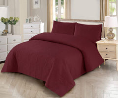 3pcs BEDSPREAD Set (Light Filling) - Maroon