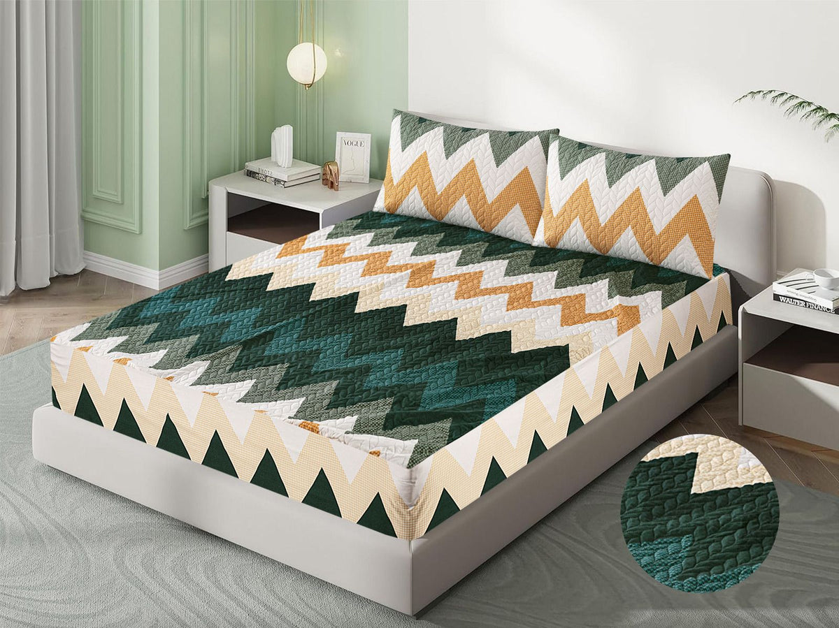 Green zoon- printed Quilted Waterproof Mattress Protector-