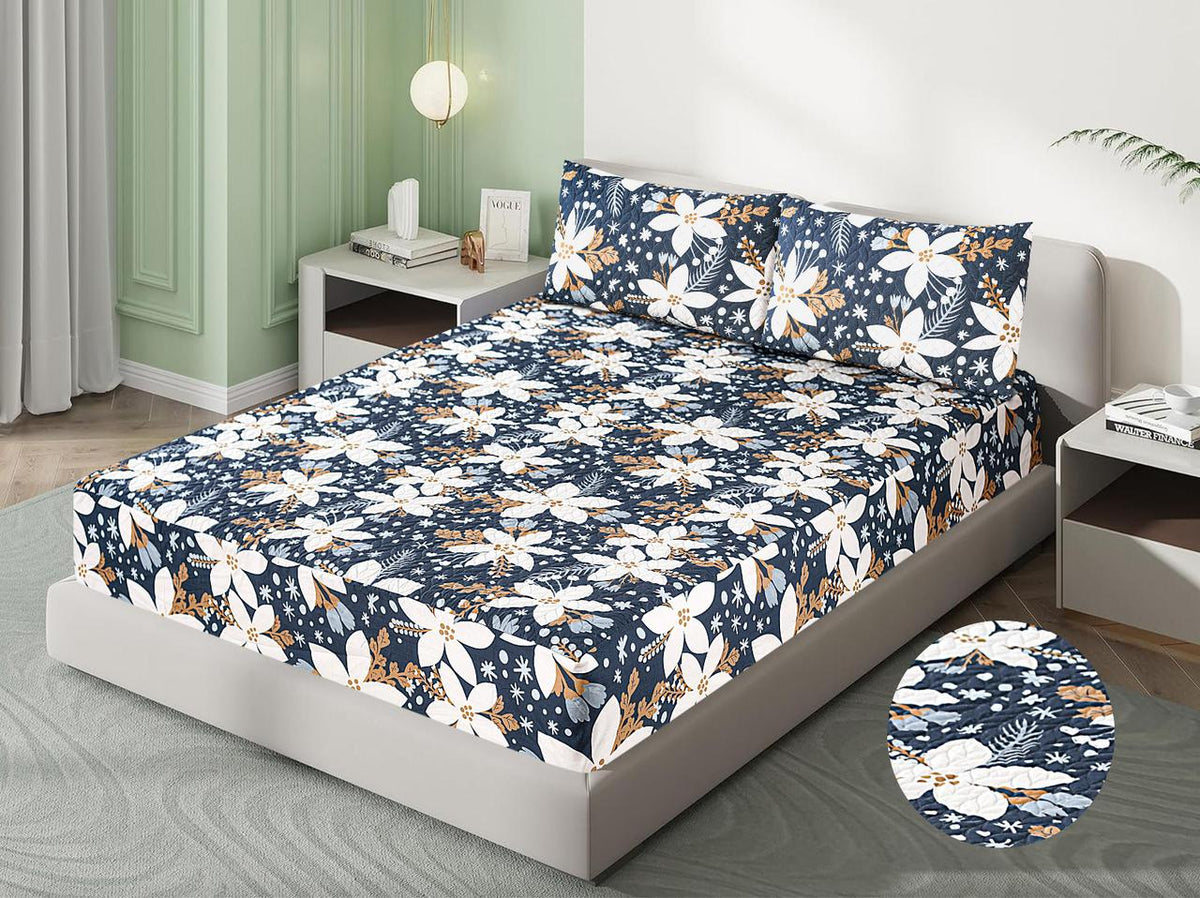 Butterfly- printed Quilted Waterproof Mattress Protector-